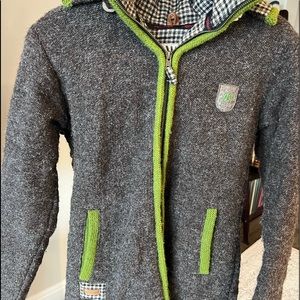 Alpalaya  designed in Erding wool jacket  inside cotton with hood vintage Nepal